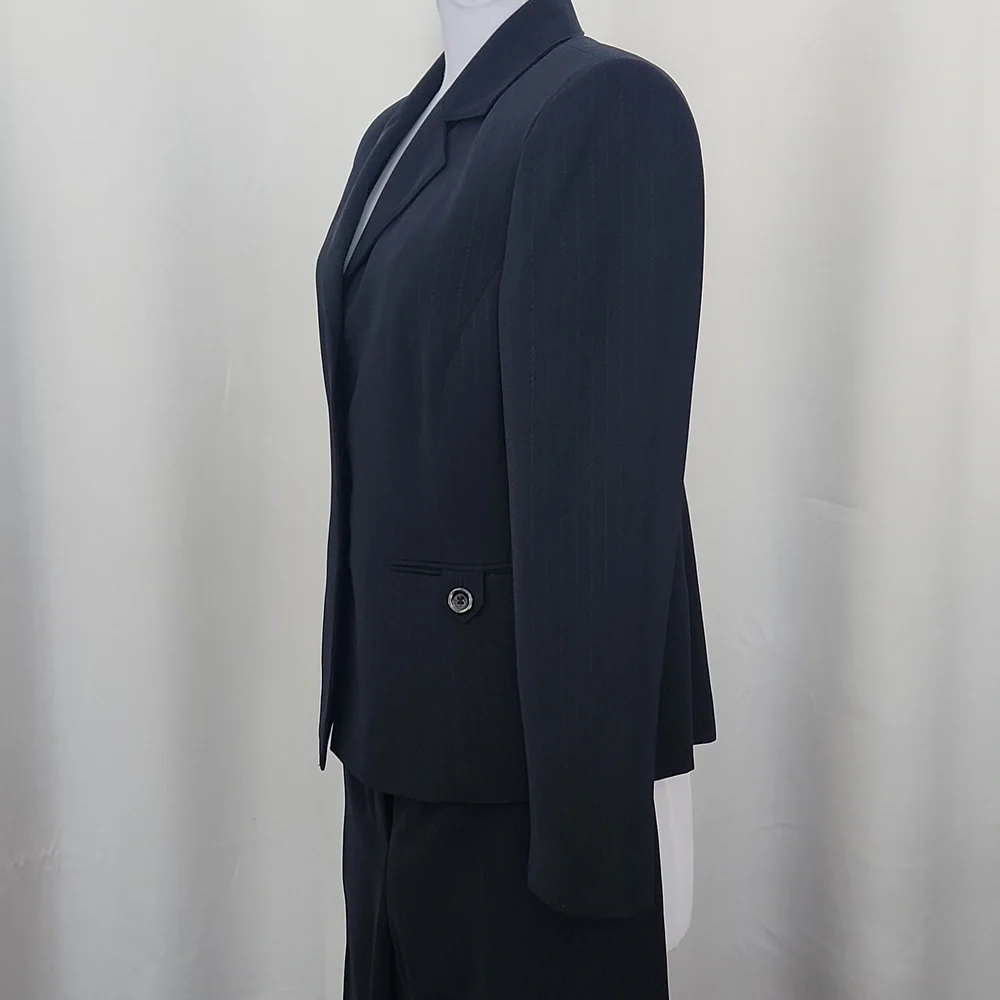 Kasper Petite 10P Navy Pinstripe Pant Suit Blazer & Trousers Career Professional - Picture 5 of 11